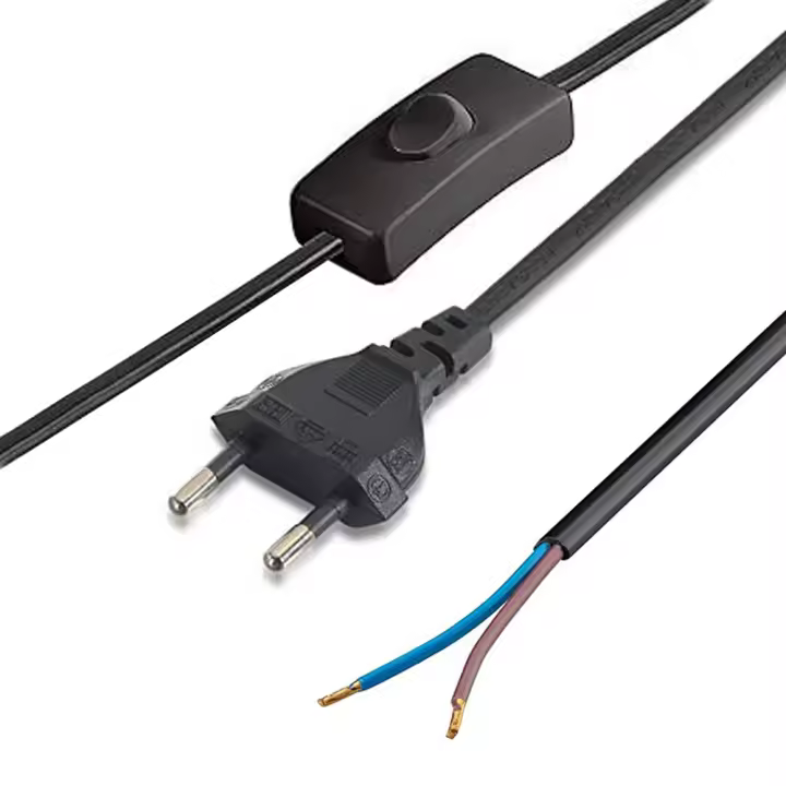 LEDBOX Cable con interruptor, 2 x 0,75mm, clavija EU, 1,5m. negro. Instalaciones, Cableado - 1