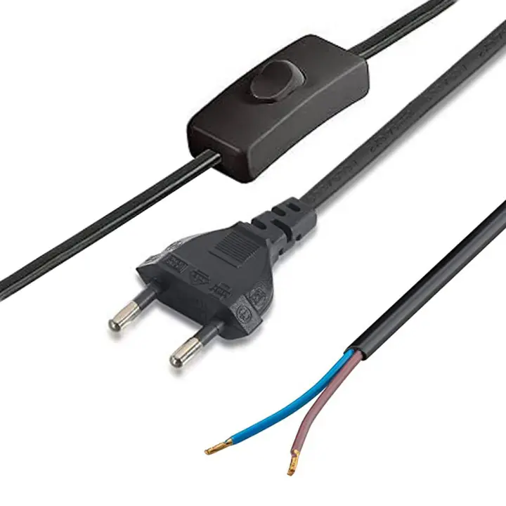 LEDBOX Cable con interruptor, 2 x 0,75mm, clavija EU, 1,5m. negro. Instalaciones, Cableado - 1