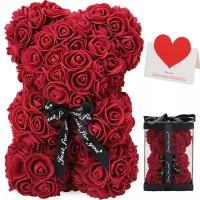 Muñeco De Oso Con Rosa Artificial Eterna Para Día De San Valentín Regalos De Cumpleaños Aniversario Decoración De Miniaturas Para Novia - details 0