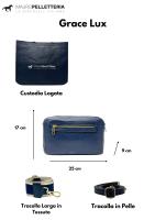 Bandoleras Mujer median, Bolso para Mujer de Marca, de Piel authentic Con dos compartimientos y dos Correos de HOMBRO extrables e intercambiables Made in Italy, Modelo Grace Lux, Bolso Azul - details 2