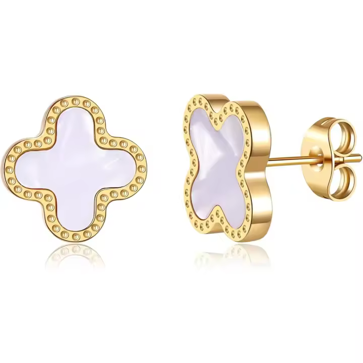 Pendientes de Trébol de Maple de Titanium para Mujer, pendientes de Trébol de Cuatro Hojas, pendientes con Colgante de la supervivencia - 1