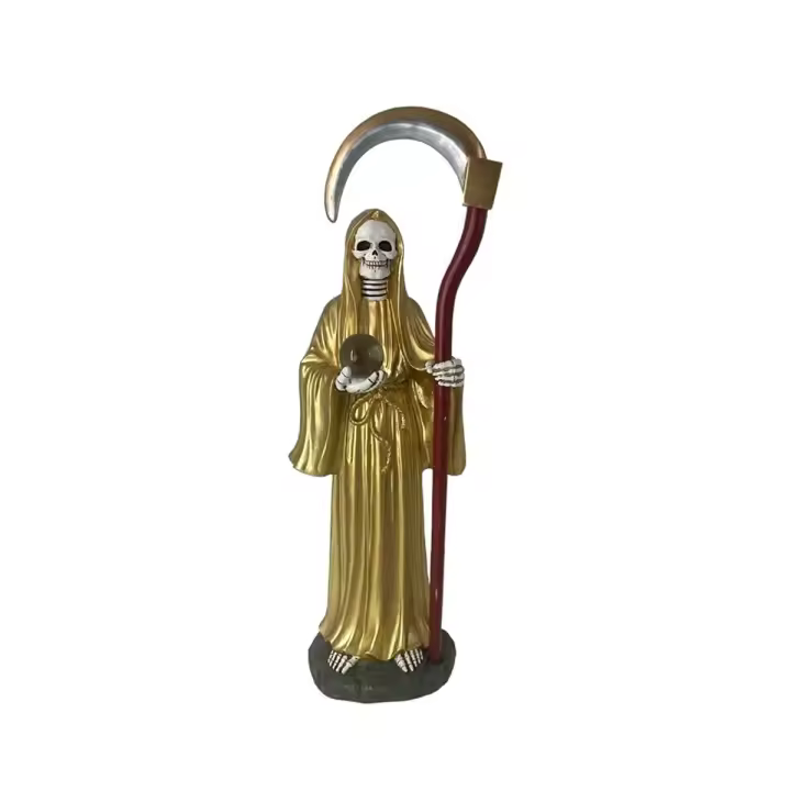 Santa Muerte figura 69 cm. imagen resina color dorado - 1