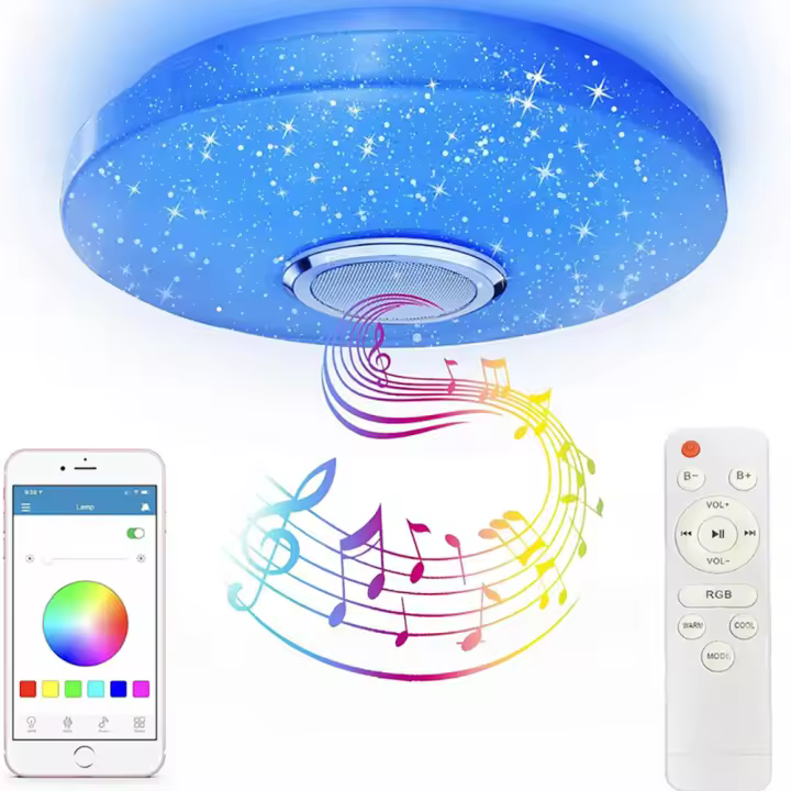 Plafonnier LED 36W Regulable, Alto Parlante Bluetooth, Lumière avec Télécommande/App Control, Changement de Couleur RGB, Lampe de Plafond pour Cuisine, Chambre, Salle de Bain, Salon, d'Enfants Ø 30cm [Clase Energética A] - 1
