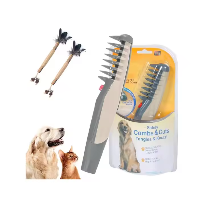 Lifweb Mataway e-Comb Nuevo Peine 2 en 1 para Perros y Gatos (2025) Herramienta Eléctrica para el Cuidado de Mascotas con Afeitadora y Cortadora de Pelo para Todas las Razas Cepillo Deslanador para Perros y Gatos (1 Unidad) - 1