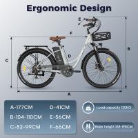Bicicleta eléctrica de larga duración Fafrees F26, motor de 250 W, batería de 36 V 20,3 Ah, neumáticos de 26 x 1,95 pulgadas, velocidad máxima de 25 km/h, alcance de 140 km, SHIMANO de 7 velocidades, frenos de disco mecánicos, pantalla LCD de 2,3 pulgadas - details 11