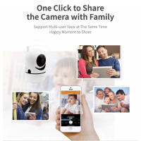 Cámara IP Icsee Smart Home 1080P 5MP HD Seguridad Auto Tracking Wireless Vigilancia Visión Nocturna WiFi Cámara Blanco - details 3