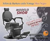 Sillón Clásico de Barbero hidráulico estilo Vintage con reposapiés integrado Modelo LBH Shor Negro - details 0