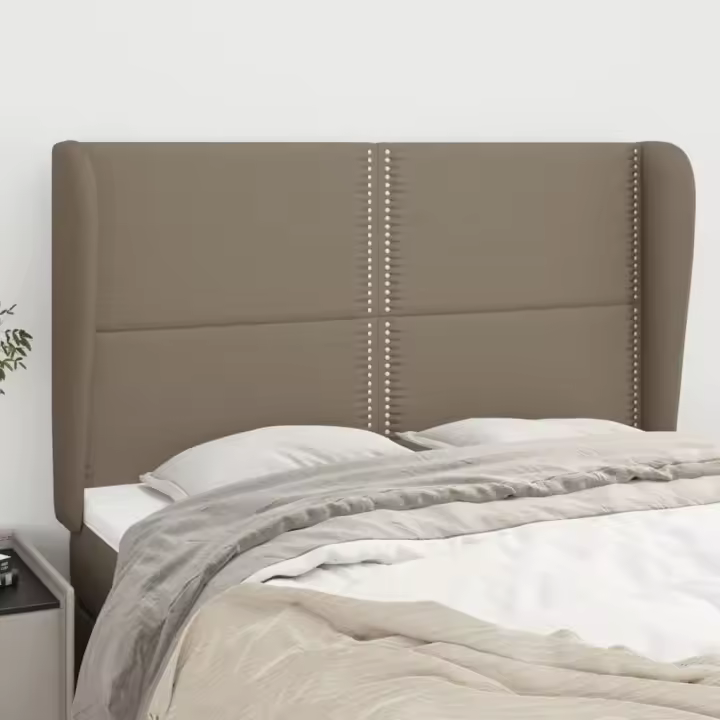 vidaXL Cabecero con orejas de tela gris taupe 147x23x118/128 cm - 1