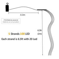 Luces LED De 100 Leds Para Jardín Guirnalda De 2m Con Cinco Ramas Decoración De Navidad Para Casa Y Exterior Luz De Cascada Para Bodas Y Habitaciones - details 5