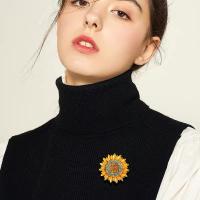Broche De Girasol Amarillo Lujo Para Mujer Con Diamantes Broche De Plantas Luna Flor Geométrico Joyería Elegante Para Ropa - details 1