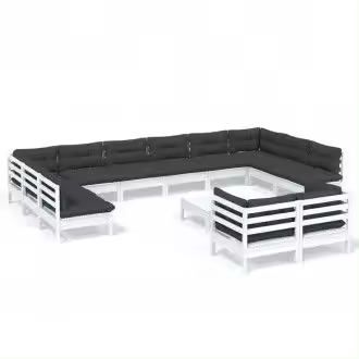 VIDAXL 3097278 conjunto de muebles para el jardín de madera con 13 piezas en color gris y blanco vida xl - 1