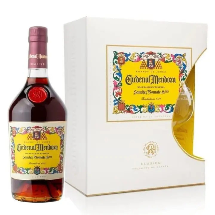 Brandy Cardenal Mendoza Romate con Copa - Botella 70 CL - Solera Gran Reserva - 40% - 1