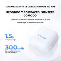 Auriculares Inalámbricos Lenovo LP40 TWS Bluetooth 5.0 Resistente Al Agua - Soni micrófono incorporado, impermeables, para iOS/Android,con control táctil y caja de carga de 230 ,audífonos TWS con Bluetooth 5,0,modo de reposo 300 mAH Envío Rápido 24/48h - details 0