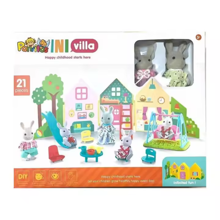 MINI VILLA DE JUEGOS FAMILIA CONEJITOS DE PANRITOS - 1