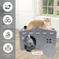 Casa De Gato De Dos Capas En Piel De Manta Mueble Multifuncional Para Mascotas Pequeñas Cama Desmontable Para Gato Perro Bebé - details 3