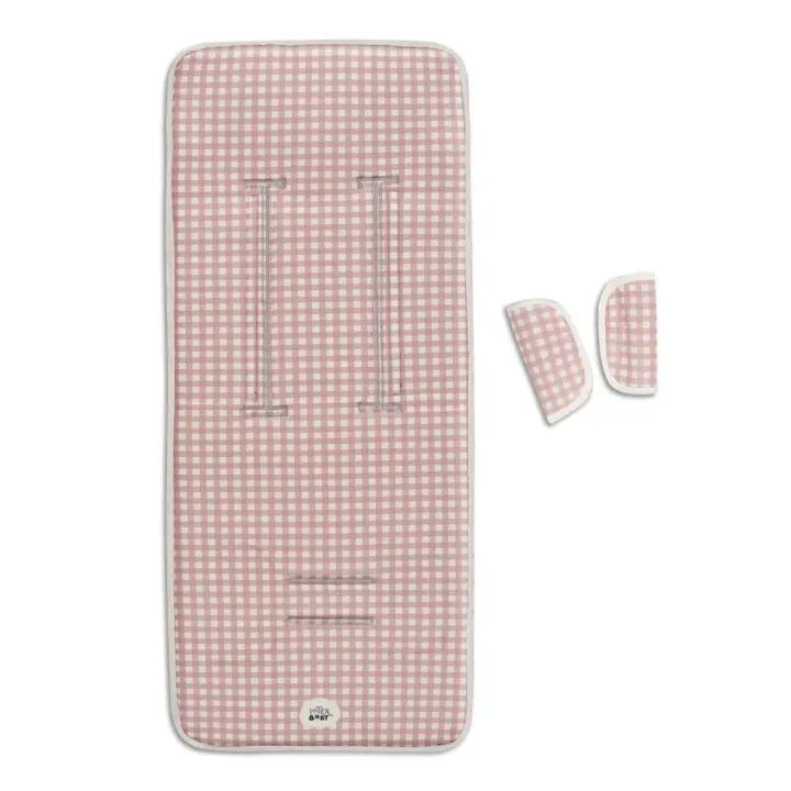 INTERBABY colchoneta universal transpirable modelo VICHY  ROSA / GRIS - 1