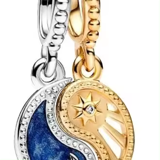 Charm colgante bicolor divisible de Sol y Luna de PANDORA - Compatible con PANDORA Moments y ME - Regalo para ella，Incluye Caja Original - 1