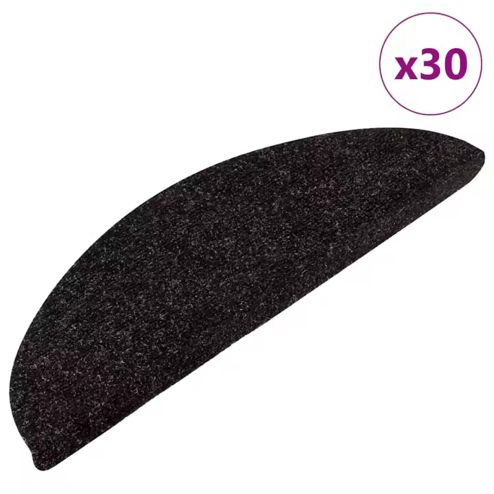 vidaXL Alfombrilla autoadhesiva escalera 30 uds negro 56x17x3 cm - 1