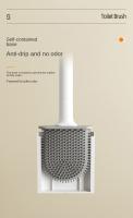 Juego De Cepillo De Inodoro Mini De Silicona Ecológico Montado En La Pared Y Stando Doble Propósito Fácil De Limpia Esquinas Del Inodoro - details 2