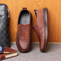 Zapatos Casuales Para Hombre De Cuero De Alta Calidad Mano Lazos Cómodos Transpirables Para Caminar Loafers Slip-on Para Conducir - details 7