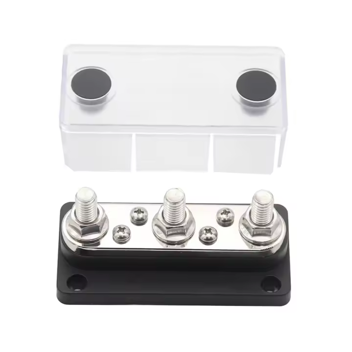 Bloque De Terminales De Autobús 300A 48V Con Cubierta Y Estacas De 3/8 Para RV Marina Barco Vehículo Caravana Nylon Fibra De Vidrio PC - 1