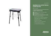 Barbacoa eléctrica Jocca con patas, gran superficie de cocción (41x24,5 cm), sin humos para interiores y exteriores, bandeja desmontable fácil de limpiar, rejilla de doble altura, estructura de metal con asas antiquemaduras, control de temperatura y 2000W - details 2