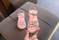 Sandalias Romanas Para Niñas Con Tiras Abiertas Y Color Sólido Alta Top Con Resaltos Vacaciones Nuevas Zapatos Planos Casuales De Verano Para Niños - details 5