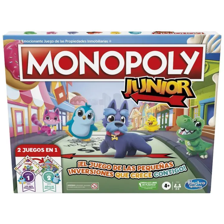 Hasbro Gaming Monopoly Junior 2 Juegos en 1 + 4 años - 1