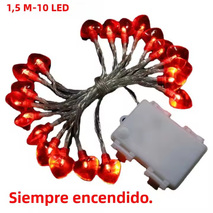 Luces De Decoración De San Valentín En Forma De Corazón 20/10LED Para Interior Y Exterior Adecuadas Para Bodas Y Fiestas Navideñas - 1