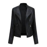 Chaqueta De Motociclista De Cuero PU Para Mujer Chaqueta De Motocross De Cuello Erguido Con Cremallera Ajustada Y Estilo Casual - details 31