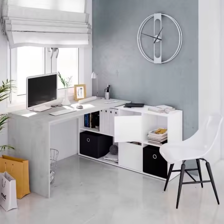 Mesa de escritorio Adapta 6 módulos blanco artik/cemento 74x136x66 cm - 1