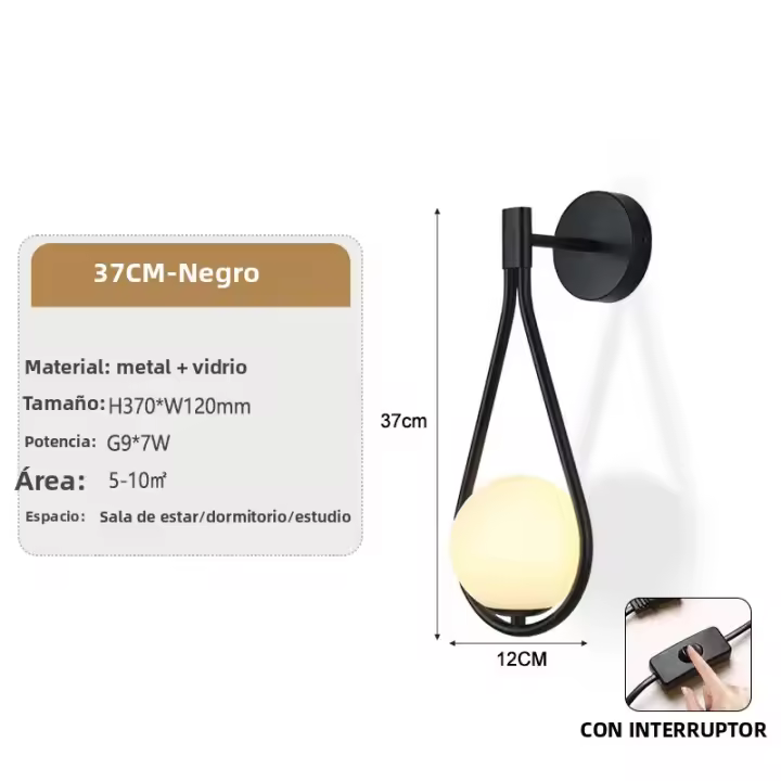 Lámpara De Pared LED G9 Para Dormitorio Con Interruptor De Enchufe Metal Para Pasillo Ajuste De Voltaje AC85-265V Moderna - 1