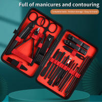 Set Profesional De Manicura Y Pedicura Black-Red 7/12/20/24pcs En 1 Cuidado De Uñas Viaje Listo Cortauñas Y Cortauñas De Precisión Material Acero Inoxidable - details 0