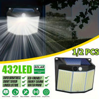 Lámpara De Pared Solar Para Jardín Y Patio Con Sensor De Movimiento Y 3 Modos De Iluminación Impermeable 432 LED Reflector Instalación Por Asamblea - details 0