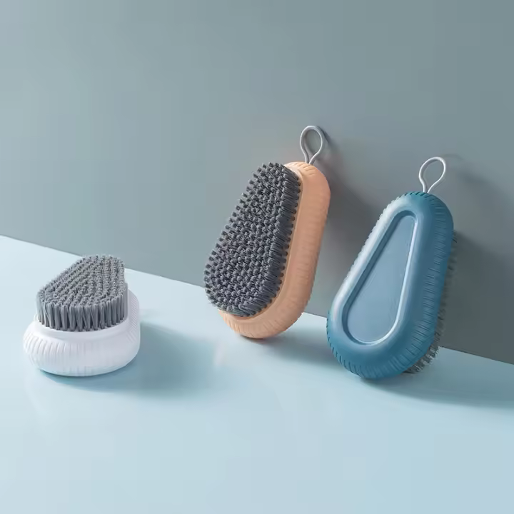 Paquete de 3 cepillos de plástico, cepillo suave, se puede colgar, ergonómico, mango fuerte * gris azul blanco - 1
