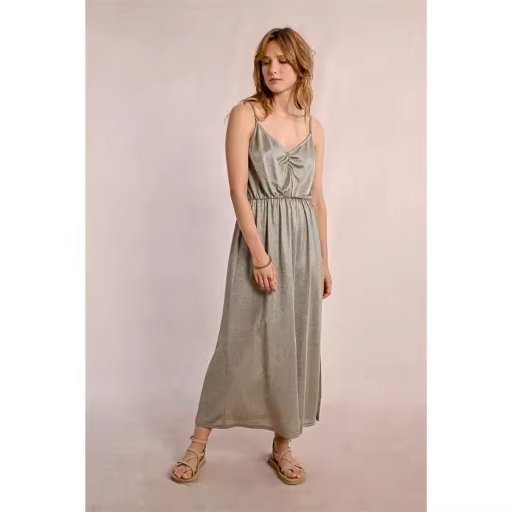 Molly Braken Vestido de tejido brillante beige - 1