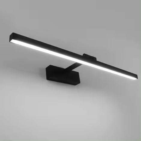 Lámpara de espejo de baño LED de 50 cm, 12 W, IP44, resistente al agua, luz de pared para baño giratoria de 180°, luz de espejo de baño moderna, blanco frío 5500 K, negro[Clase energética F] - 1