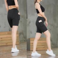 Pantalones cortos de Yoga para mujer con bolsillos laterales Fitness Running elásticos ajustados de secado rápido pantalones de cinco cuartos 2046 ropa deportiva - details 16