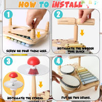 Juego De Música Para Bebés Y Niños Tabla De Música Multifuncional De Madera Set De Batería Educativo Juguete Musical Para Niños Regalo Para Bebé - details 17