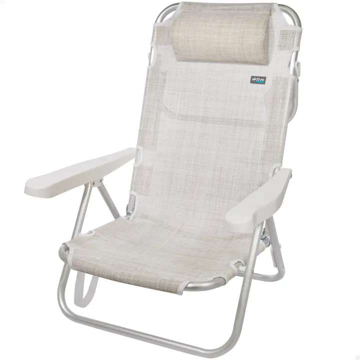Silla plegable multiposición aluminio Aktive, Silla reclinable de playa, Silla multiposición, Silla plegable con respaldo reclinable, Silla de playa, Silla baja de playa, 48 x 45,5 x 84 cm - 1
