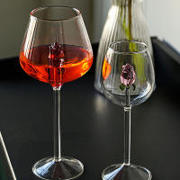 Vaso De Champán Creativo 3D Rosa De Vidrio Con Rosas Incorporadas Para Vino Tinto Y Blanco Vaso De Bebida Goblet Regalo Lindo Para El Día De San Valentín - details 2