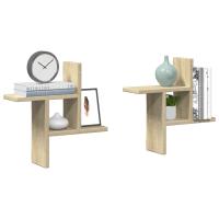 vidaXL Estantes pared 2 uds madera ingeniería 38x12x38cm en color Gris hormigón/Negro/Madera antigua y más | práctico organizador multiusos diseño compacto funcional - details 4