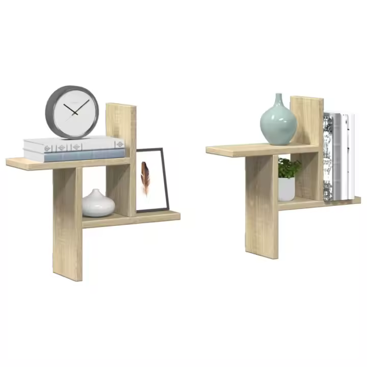Estantes pared 2 uds madera ingeniería roble Sonoma 38x12x38 cm - 1