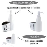 Dispensador de jabón líquido para Cocina y baño con portaestropajo y Estropajo de Cocina Incluido. Dosificador de jabón Blanco Cocina y Baño - details 0