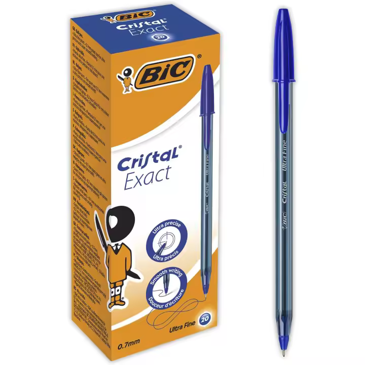 BIC Cristal Exact Bolígrafo Punta Fina 0,7mm Azul (Caja de 20 Uds.) - 1