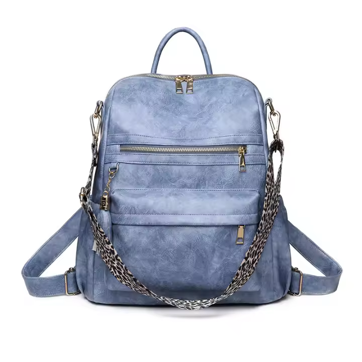 Mochila retro de gran capacidad y moda, bolso de hombro de cuero suave de doble propósito, mochila para mujer - 1