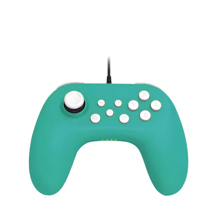 DAM Mando Dobe con cable compatible con Switch. Equipado con funciones de vibración del motor e indicador del canal de conexión 10x5x7 Cm. Color: Verde - 1