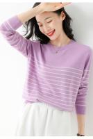 Suéter De Punto Para Mujer 2025 Estilo Oficina Lady Con Rayas Cuello Redondo Manga Larga Suéter Caliente Y Suave Para Todas Las Estaciones - details 23