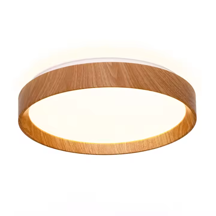 ALPINALUZ Plafón LED de Techo 30W Ø38cm - Luz CCT Seleccionable (3000K-4000K-6000K) - Diseño Efecto Madera "LUNADA" - 1
