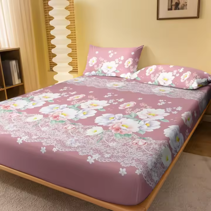 Sábana Ajustada Moderna Y Sencilla Con Estampado De Plantas Y Flores Mate Sin Fundas De Cojines Para La Habitación - 1